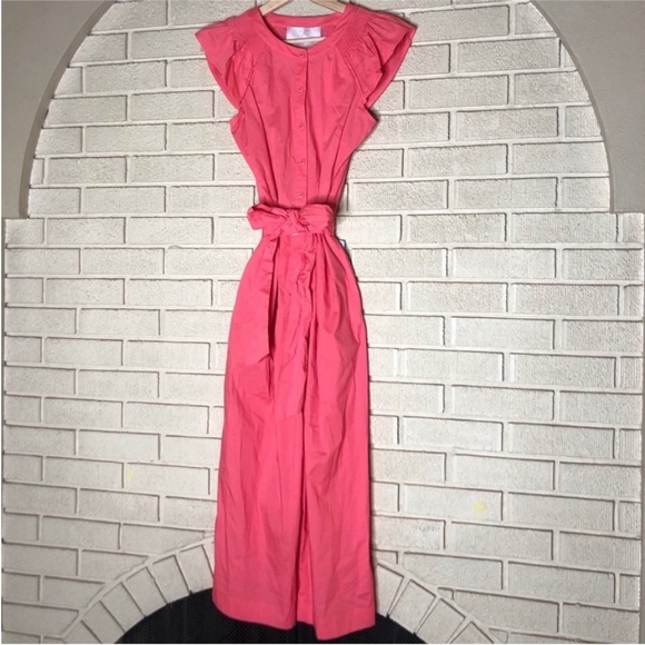 Gal Meets Glam Saffron Flutter Sleeve Jumpsuit Watermelon Size 4 NWT - Picture 4 of 11